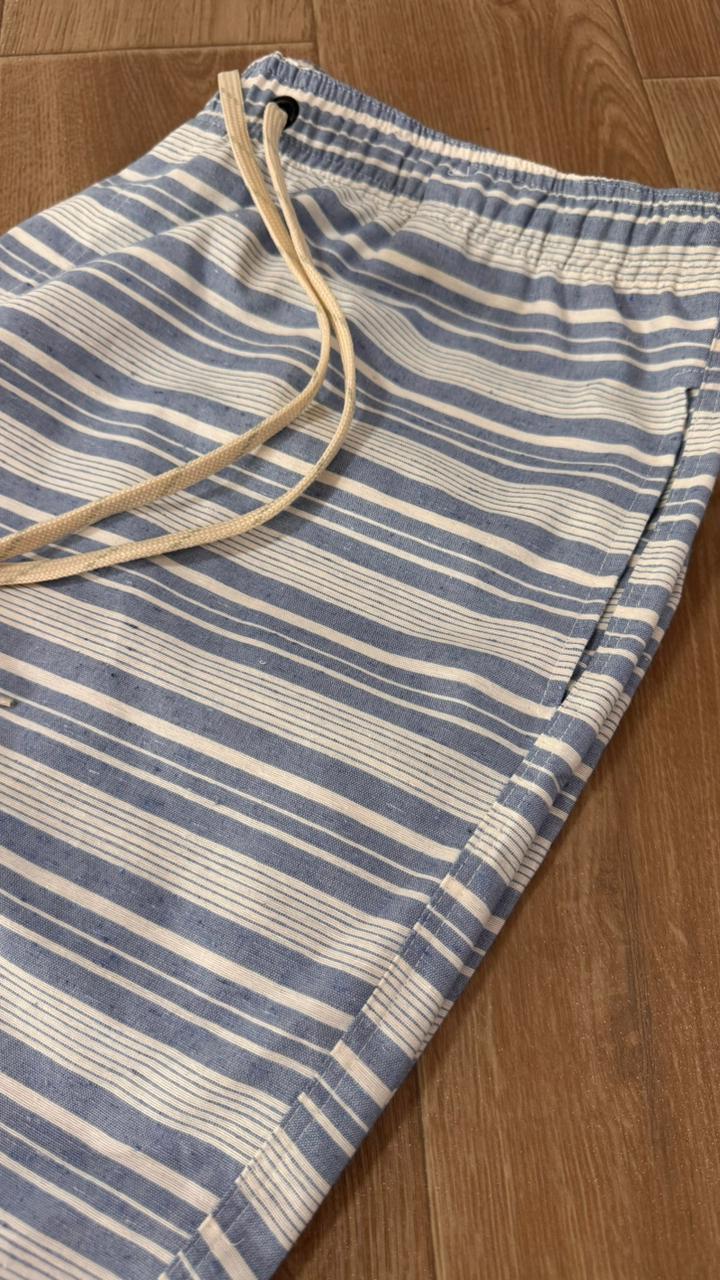SHORT LINHO AZUL LISTRADO PLUS SIZE