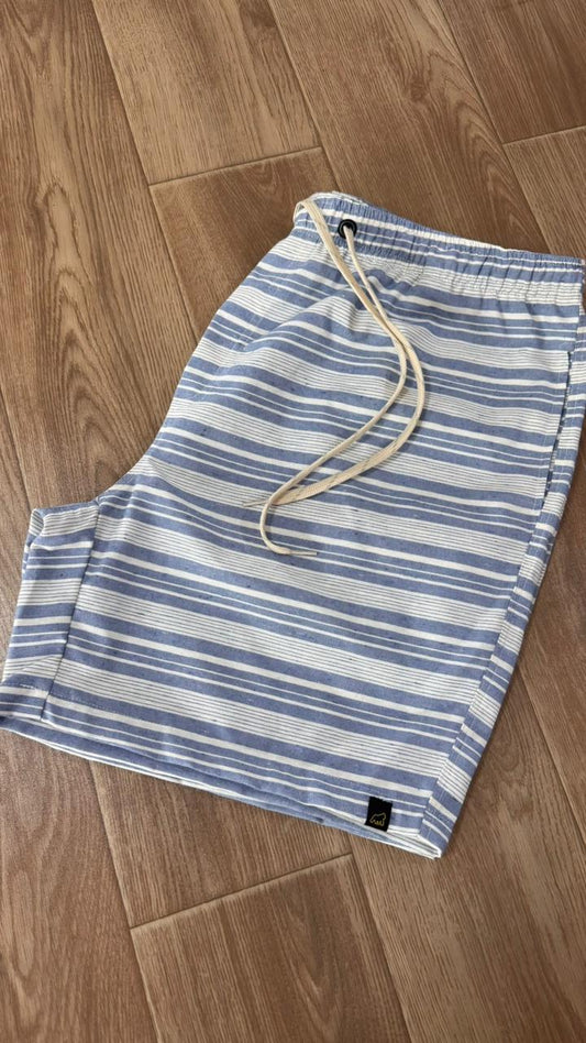 SHORT LINHO AZUL LISTRADO PLUS SIZE