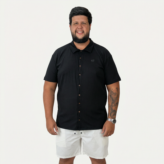 CAMISA SOCIAL PRETA - PLUS SIZE