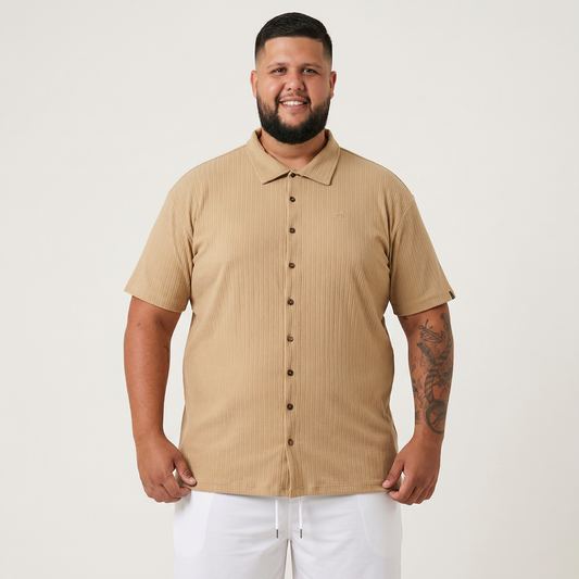CAMISA SOCIAL BEGE - PLUS SIZE