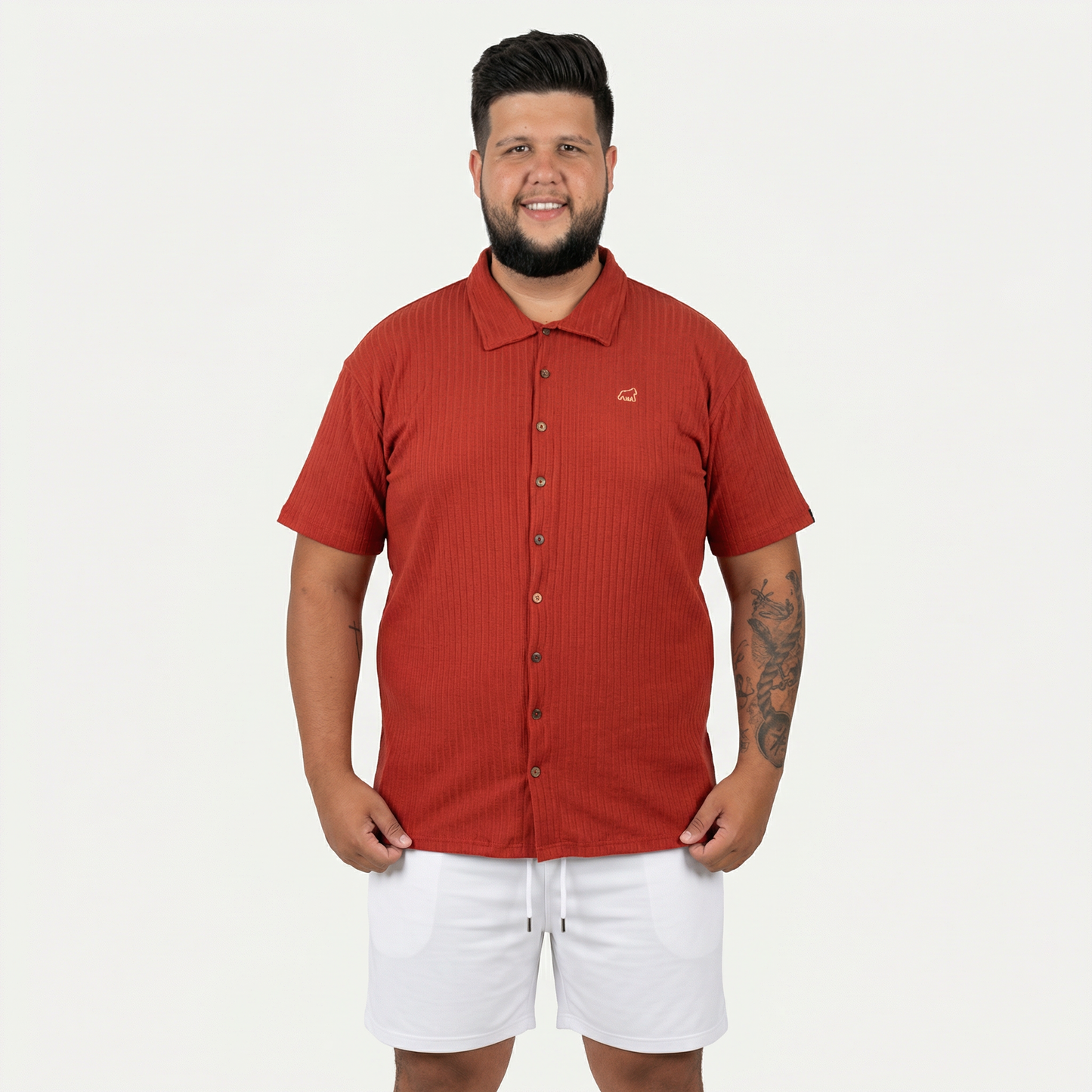 CAMISA SOCIAL TERRACOTA - PLUS SIZE