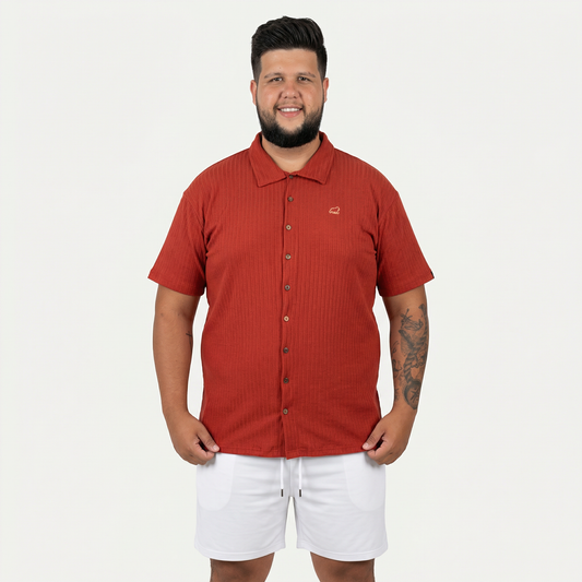 CAMISA SOCIAL TERRACOTA - PLUS SIZE